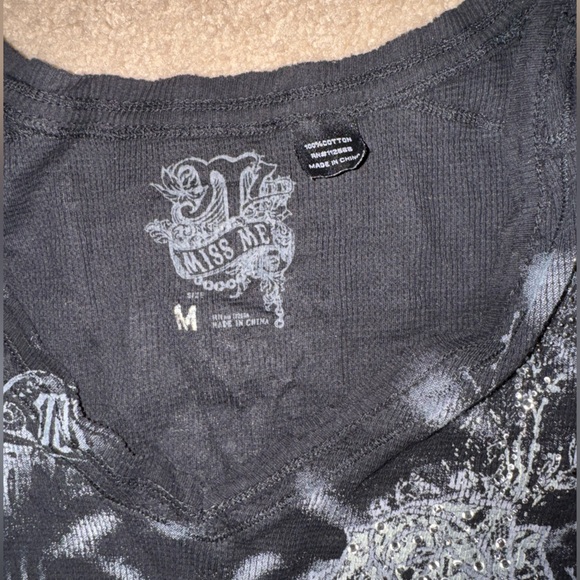 Miss Me Black Sheer Top with Silver Accents - Picture 2 of 3